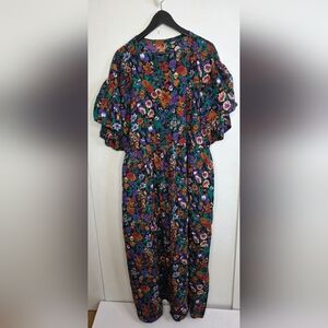 Handmade Cottage Core Floral Dress With Ruffled Sleeves And Pockets.  Xl